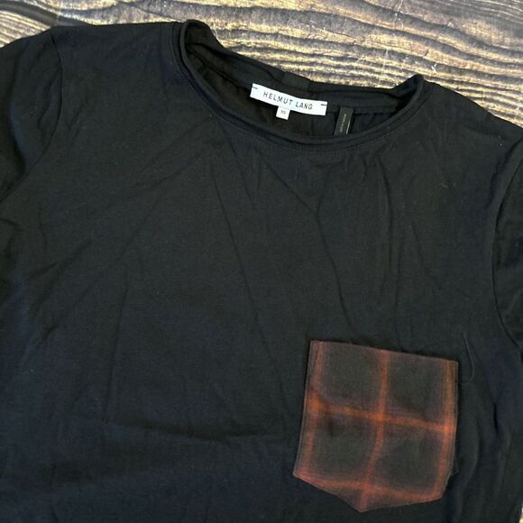 Helmut Lang Tops - Helmut Lang Womens Distressed Slash 100% Cotton T-Shirt Black W/pockst  Size XS
